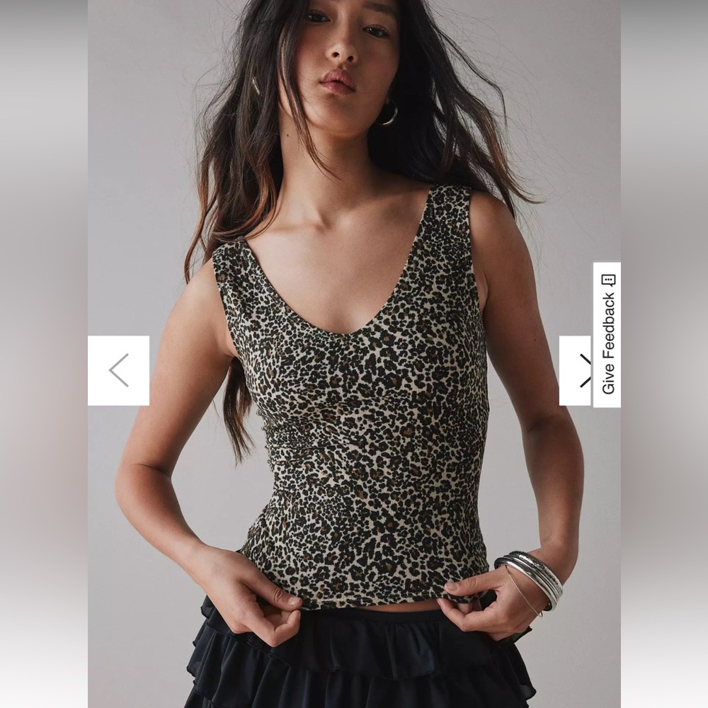BDG Leopard Print V-Neck Ribbed Tank Top